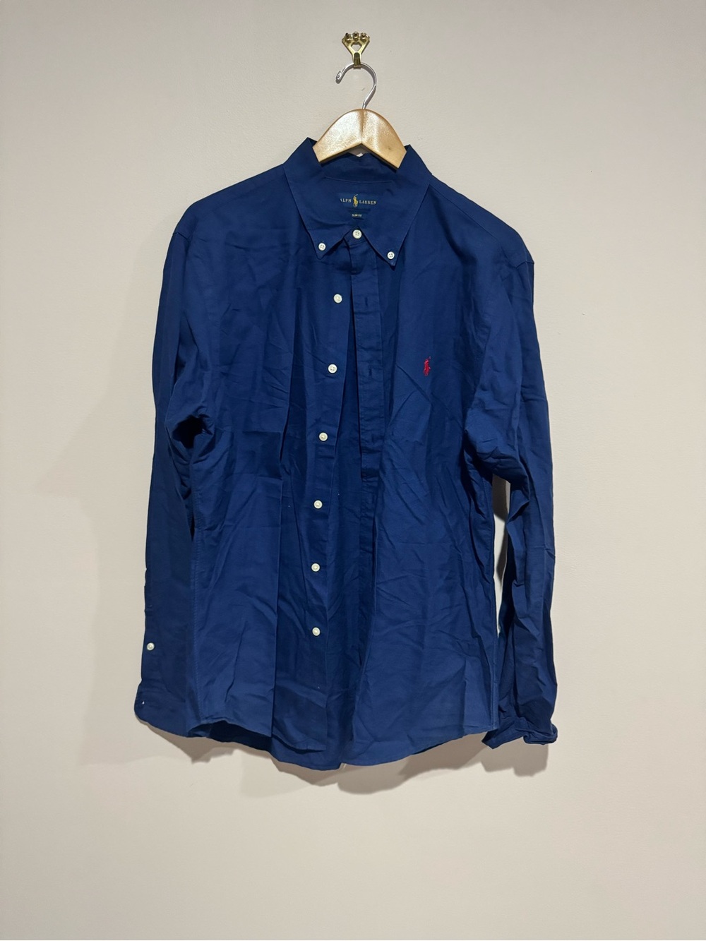 Ralph Lauren Button Down Shirt Mens L Blue Excellent Slim Fit Long Sleeve